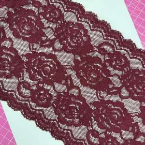 Encaje Elásticado Burdeo Luciana 18cm p/metro