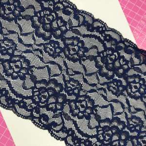 Encaje Elásticado Azul Marino Caro 18cm p/metro