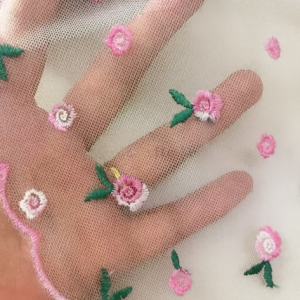 Encaje Bordado RÍGIDO Caro 25 cm p/metro