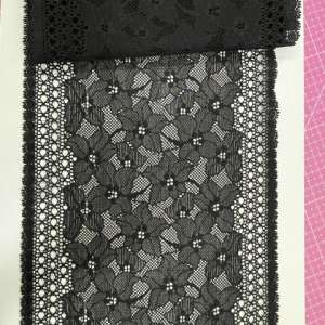 Encaje Elásticado Negro Alme 18cm p/metro